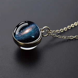 Planet Gates As show 4 Solar System Universe Space Moon Sun Earth Planet Necklaces Two-sided Glass Ball Pendant Nebula Necklace Women Men Jewelry Gift
