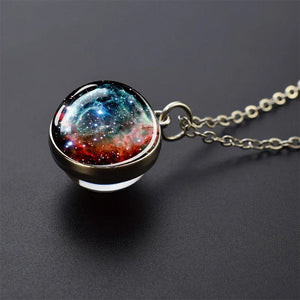 Planet Gates As show 4 Solar System Universe Space Moon Sun Earth Planet Necklaces Two-sided Glass Ball Pendant Nebula Necklace Women Men Jewelry Gift