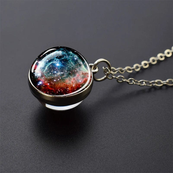 Planet Gates As show 4 Solar System Universe Space Moon Sun Earth Planet Necklaces Two-sided Glass Ball Pendant Nebula Necklace Women Men Jewelry Gift