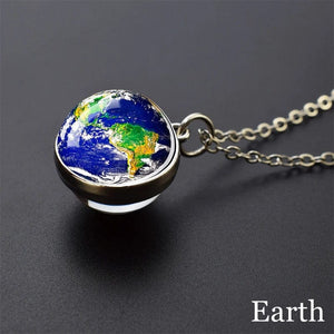 Planet Gates As show 4 Solar System Universe Space Moon Sun Earth Planet Necklaces Two-sided Glass Ball Pendant Nebula Necklace Women Men Jewelry Gift
