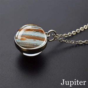 Planet Gates As show 4 Solar System Universe Space Moon Sun Earth Planet Necklaces Two-sided Glass Ball Pendant Nebula Necklace Women Men Jewelry Gift