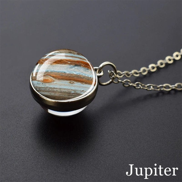 Planet Gates As show 4 Solar System Universe Space Moon Sun Earth Planet Necklaces Two-sided Glass Ball Pendant Nebula Necklace Women Men Jewelry Gift