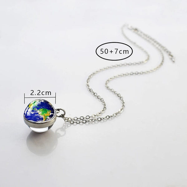 Planet Gates As show 4 Solar System Universe Space Moon Sun Earth Planet Necklaces Two-sided Glass Ball Pendant Nebula Necklace Women Men Jewelry Gift