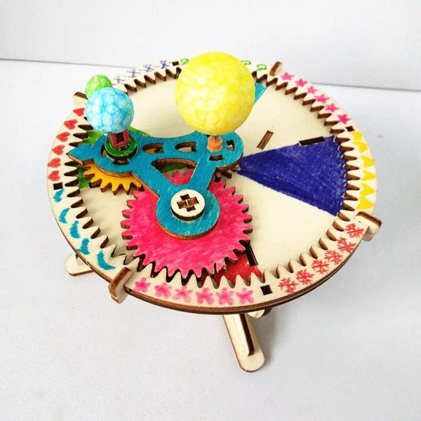 Planet Gates As Show DIY Solar System Model Kit Wooden Puzzle Mechanical Set Assembling Sun Earth Moon Planet Educational Science Toys for Kids