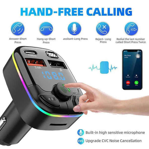 Planet Gates as shown / CN Car Bluetooth 12V-24V Car BT Player CVC Noise Reduce 5.0 FM Transmitter  3.1A Fast Charging Colorful Auto Electronic Accessories