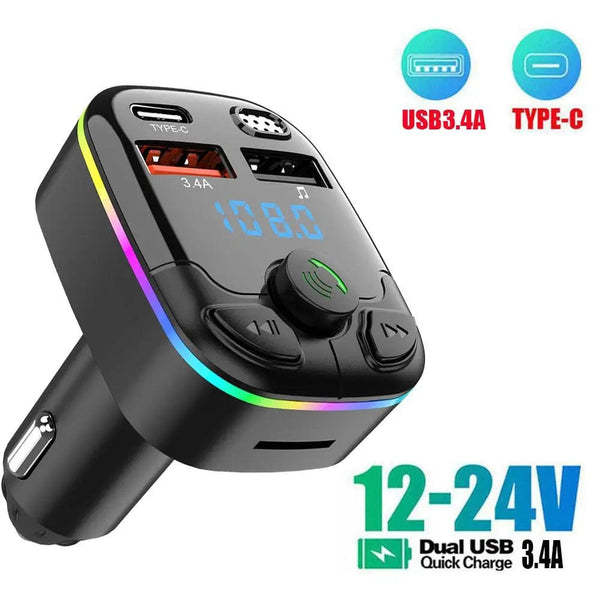 Planet Gates as shown / CN Car Bluetooth 12V-24V Car BT Player CVC Noise Reduce 5.0 FM Transmitter  3.1A Fast Charging Colorful Auto Electronic Accessories