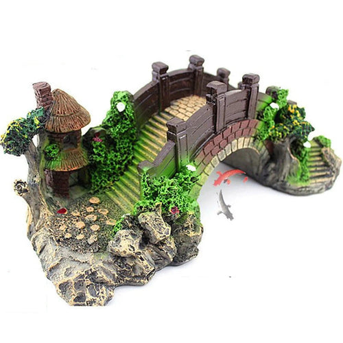 Planet Gates As shown Fish Tank Artificial Bridge Resin Landscape Decoration Bridge Aquarium Equipment Accessories Ornament Cave Aquatic Pet Fish