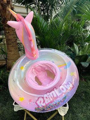 Planet Gates AS22 Swim Ring Inflatable Pool Float Baby Rainbow Sequined Unicorn for Kids Swimming Circle Children Swim Ring Pool Toys Floating