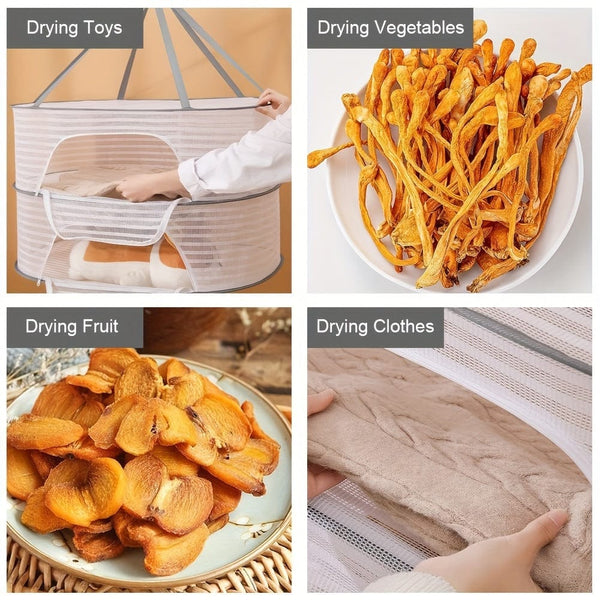 Planet Gates Ash 70cm*50cm 1pc Herb Drying Rack, 3 Layers Hanging Mesh Net For Herb, Hanging Fish Drying Net, Foldable Dryer Bag For Fruits, Hydroponics Flowers, Vegetables, Fish, Clothes, Doll