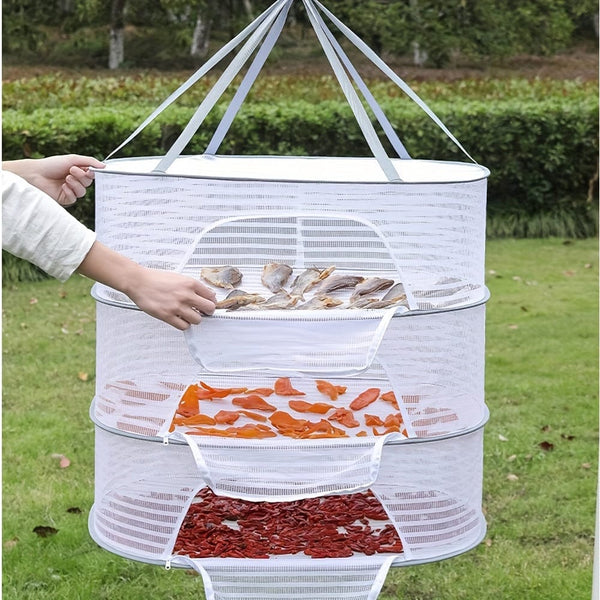 Planet Gates Ash 70cm*50cm 1pc Herb Drying Rack, 3 Layers Hanging Mesh Net For Herb, Hanging Fish Drying Net, Foldable Dryer Bag For Fruits, Hydroponics Flowers, Vegetables, Fish, Clothes, Doll