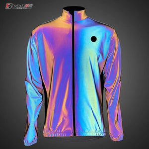 Planet Gates Asian-L DAREVIE Cycling Jacket Man Winter Rainbow Reflective Windbreak Men Windproof Waterproof Cycling Jacket Men Women Spring Fall