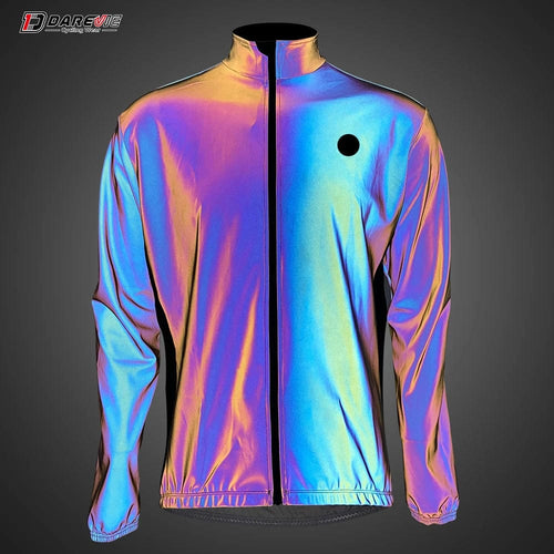 Planet Gates Asian-L DAREVIE Cycling Jacket Man Winter Rainbow Reflective Windbreak Men Windproof Waterproof Cycling Jacket Men Women Spring Fall