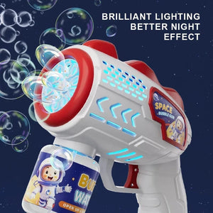 Planet Gates Astronaut Electric Bubble Gun Kids Toy Bubbles Machine Automatic Soap Blower with Light Summer Outdoor Party Games Children Gift