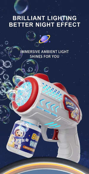 Planet Gates Astronaut Electric Bubble Gun Kids Toy Bubbles Machine Automatic Soap Blower with Light Summer Outdoor Party Games Children Gift