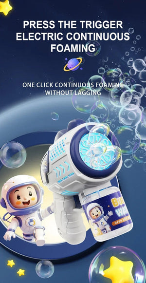 Planet Gates Astronaut Electric Bubble Gun Kids Toy Bubbles Machine Automatic Soap Blower with Light Summer Outdoor Party Games Children Gift
