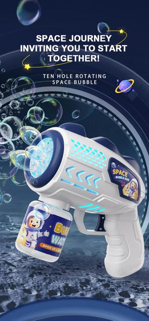 Planet Gates Astronaut Electric Bubble Gun Kids Toy Bubbles Machine Automatic Soap Blower with Light Summer Outdoor Party Games Children Gift