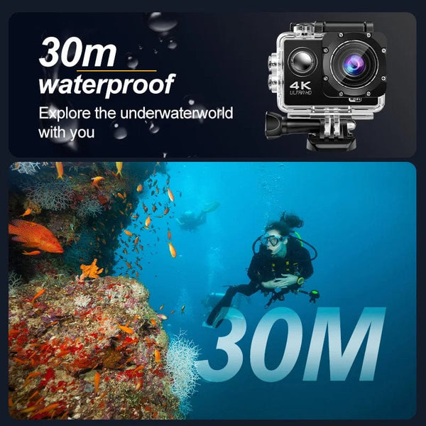 Planet Gates AT-G200R Action Camera Ultra HD 4K/30fps WiFi 2.0-inch 140D Underwater Waterproof Helmet Video Recording Cameras Bicycle Vlog Camera