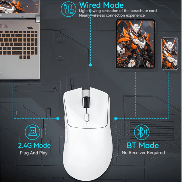 Planet Gates Attack Shark R1 1000Hz Bluetooth Mouse,18000dpi,PAW3311,Tri-mode Connection, Macro Gaming Mouse