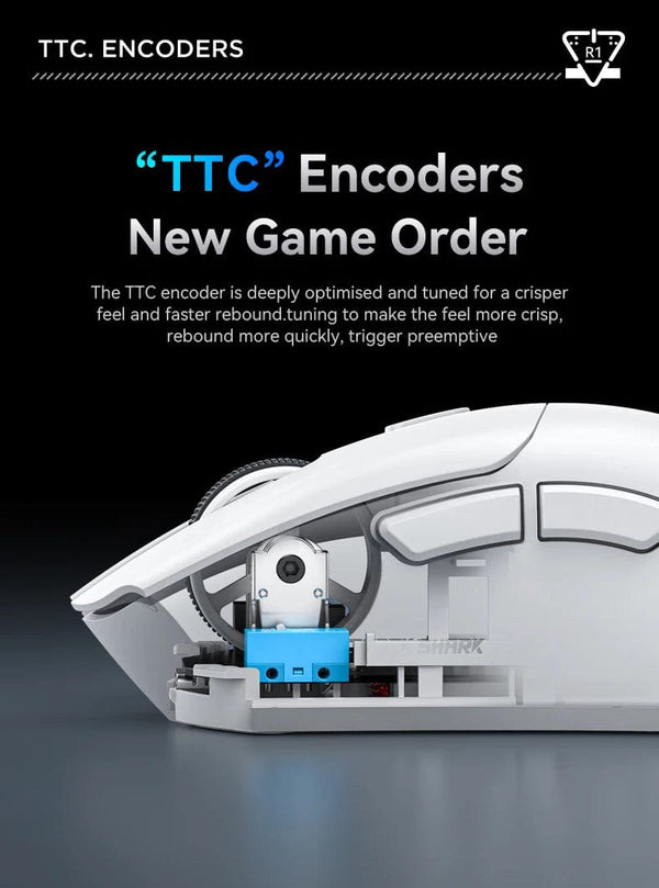 Planet Gates Attack Shark R1 1000Hz Bluetooth Mouse,18000dpi,PAW3311,Tri-mode Connection, Macro Gaming Mouse