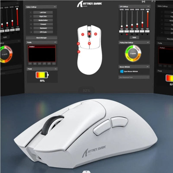 Planet Gates Attack Shark R1 Bluetooth Mouse,18000dpi,PAW3311,Wiredless Tri-mode Connection, Macro Gaming Mouse