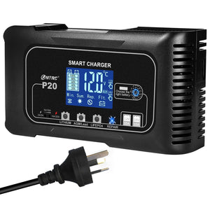 Planet Gates AU Plug / CHINA HTRC 20A 12V-24V Smart Battery Charger for Motorcycle Car Battery Repair Auto Moto Lead Acid AGM GEL PB Lithium LiFePo4 Batteri