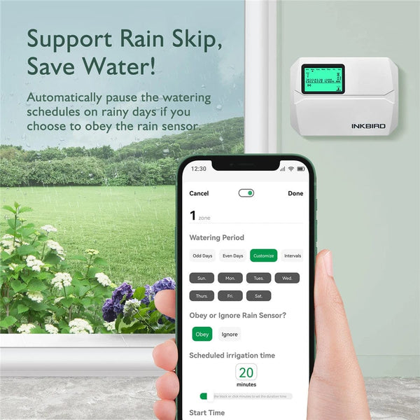 Planet Gates AU Version INKBIRD WIFI Irrigation Controller Programmable System for 8 Zone Smart Sprinkler Digital Watering Timer Free App & LCD Monitor