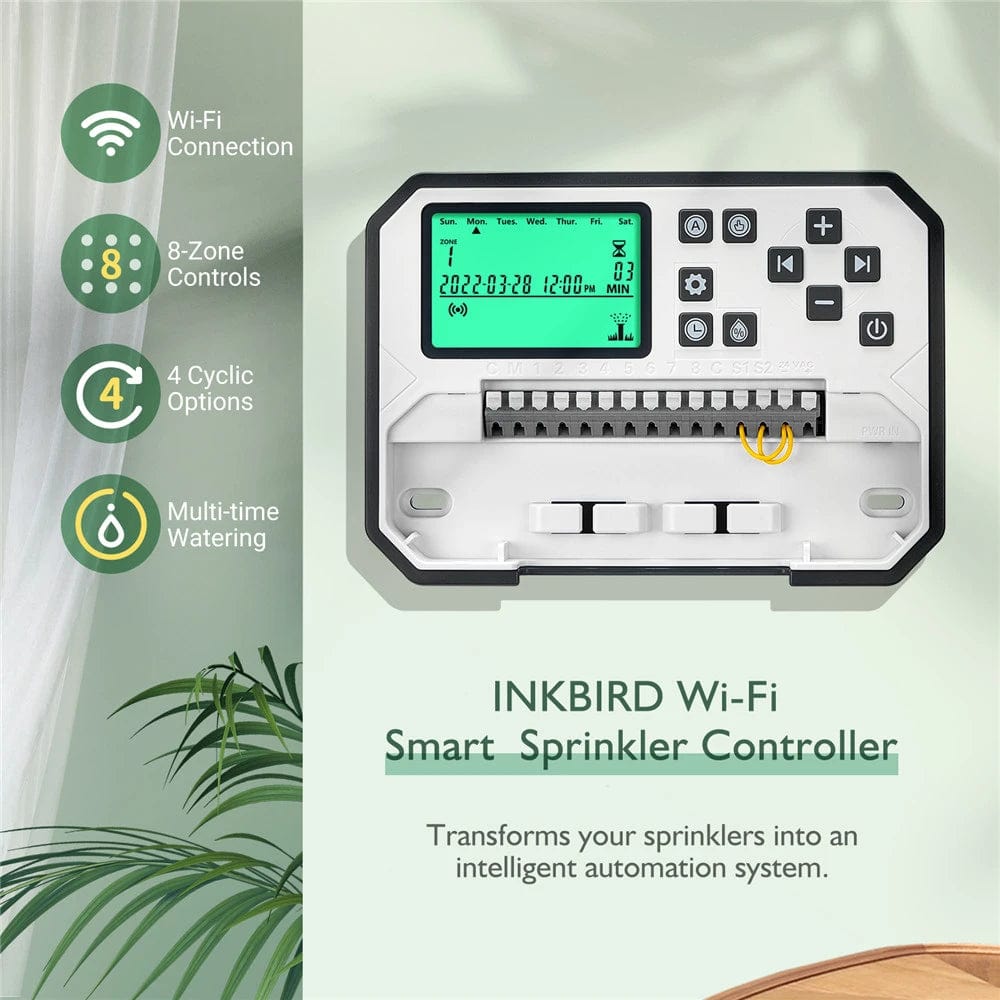 Planet Gates AU Version INKBIRD WIFI Irrigation Controller Programmable System for 8 Zone Smart Sprinkler Digital Watering Timer Free App & LCD Monitor