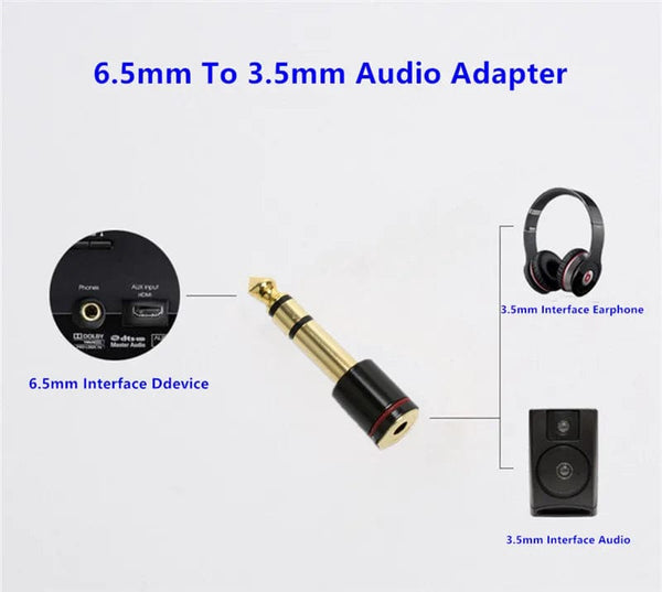 Planet Gates Audio Adapter 6.5mm To 3.5 Jack 1/4" Male 1/8" Female Headphone Plug Converter For Microphone Amplifier Consumer Electronics