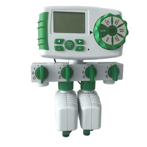 Planet Gates Automatic 4-Zone LCD Display Watering Timer Irrigation System Garden Water Timer Controller With 2 Solenoid Valves