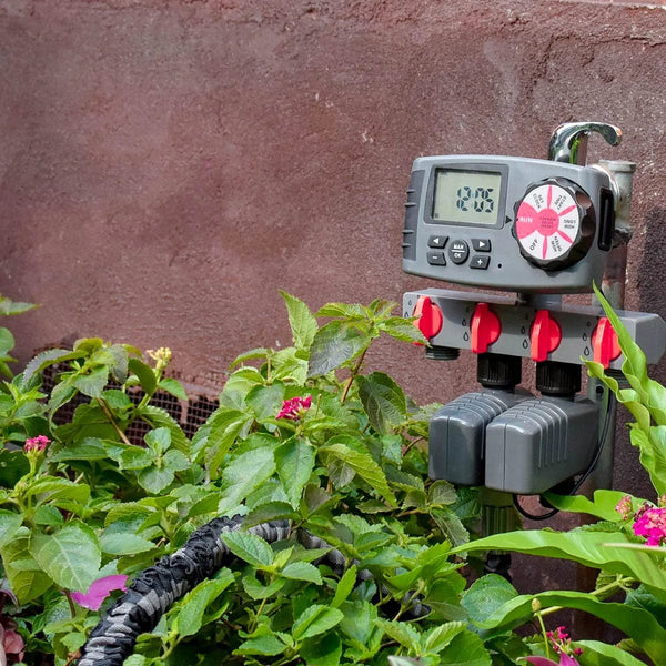Planet Gates Automatic 4-Zone LCD Display Watering Timer Irrigation System Garden Water Timer Controller With 2 Solenoid Valves
