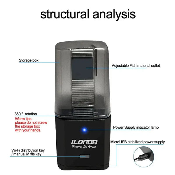 Planet Gates Automatic Aquarium Fish Tank Feeder Timing/Wifi Wireless Smart Phone App Intelligent Speaker Voice Remote Control Fish Feeding