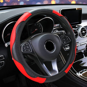 Planet Gates Automobile Steering Wheel Cover, Elastic Carbon Fiber PU Leather Without Inner Ring, Various Colors Available