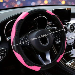 Planet Gates Automobile Steering Wheel Cover, Elastic Carbon Fiber PU Leather Without Inner Ring, Various Colors Available