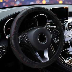 Planet Gates Automobile Steering Wheel Cover, Elastic Carbon Fiber PU Leather Without Inner Ring, Various Colors Available