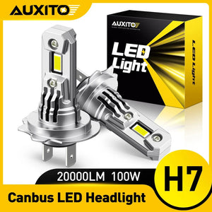 Planet Gates AUXITO 2Pcs Turbo H7 LED Canbus No Error Headlight Bulbs with Fan 100W High Power H7 LED Car Head Light Lamp CSP Chip 20000LM