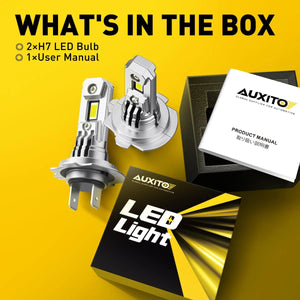 Planet Gates AUXITO 2X Turbo H7 LED Canbus No Error Headlight Bulbs with Fan CSP Chip High Power 100W 20000LM H7 LED Auto Headlight Head Lamp