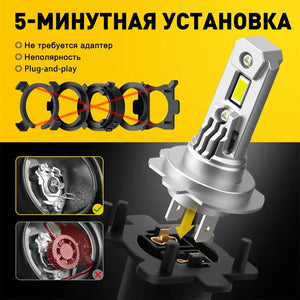 Planet Gates AUXITO 2X Turbo H7 LED Canbus No Error Headlight Bulbs with Fan CSP Chip High Power 100W 20000LM H7 LED Auto Headlight Head Lamp