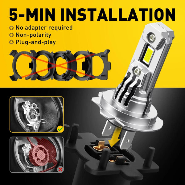 Planet Gates AUXITO 2X Turbo H7 LED Canbus No Error Headlight Bulbs with Fan CSP Chip High Power 100W 20000LM H7 LED Auto Headlight Head Lamp