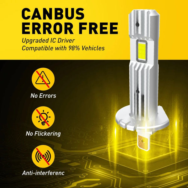Planet Gates AUXITO H1 LED Headlight H1 LED Canbus Bulbs Nonpolarity for Ford focus fiesta Skoda Fanless 6500K Super Bright H1 Lamp Fog Light