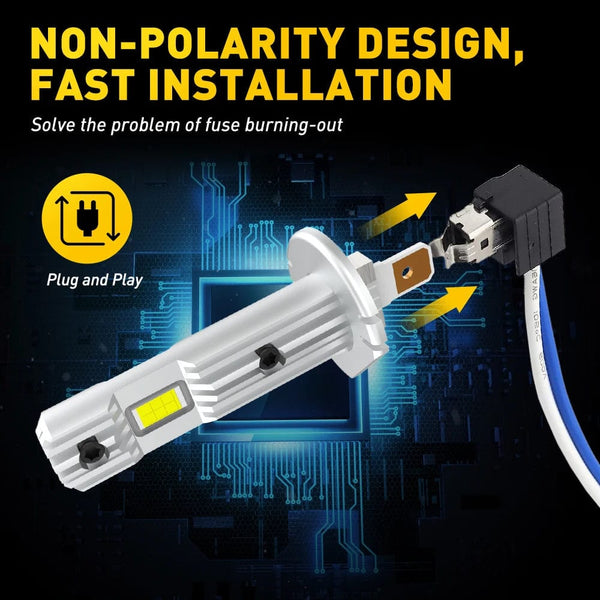 Planet Gates AUXITO H1 LED Headlight H1 LED Canbus Bulbs Nonpolarity for Ford focus fiesta Skoda Fanless 6500K Super Bright H1 Lamp Fog Light