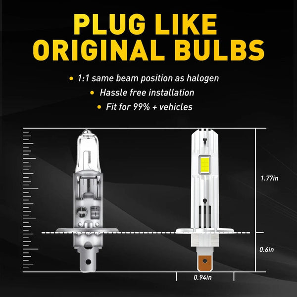 Planet Gates AUXITO H1 LED Headlight H1 LED Canbus Bulbs Nonpolarity for Ford focus fiesta Skoda Fanless 6500K Super Bright H1 Lamp Fog Light