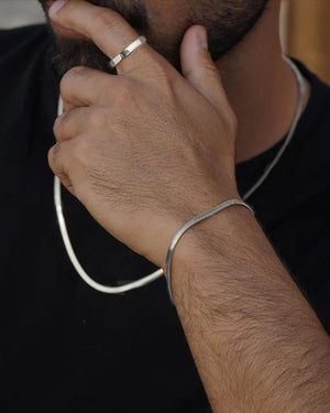 Planet Gates AY6077701 3 Pcs Stainless Steel Bracelet Necklace Ring for Men Women Retro Simple And Personalized Punk Hip Hop Jewelry Set Fashion Gifts