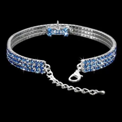 Planet Gates Azul / S Dog Collar Rhinestone Jewelry Chihuahua Crystal Jewelry Adjustable Engraved Text Dog Collar
