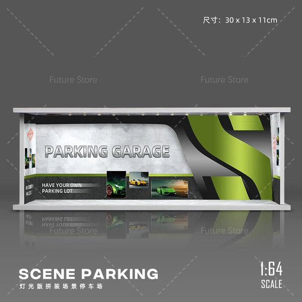 Planet Gates B 1/64 Simulated Parking Lot Model Miniature Scene Parking Lot PVC Assembly with Light Parking Space Model Display Frame