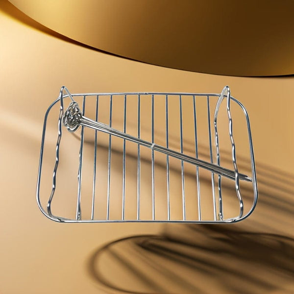Planet Gates B 1pc/1 Set, Air Fryer Grilling Rack, 20cm X 13cm, Stainless Steel Baking Tray, Roasting Cooking Rack, Air Fryers Accessories, Kitchen Tool