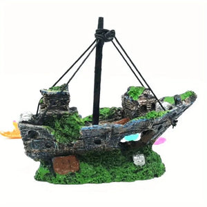 Planet Gates B 1PC Aquarium Fish Tank Landscape Pirate Ship Wreck Ship Decor Resin Boat Ornament Aquarium Accessories Decoration