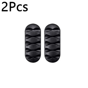 Planet Gates B-2pcs black 10/1Pcs Self-adhesive Cable Clips Silicone USB Cable Holder Organizer Wire Cord Management Clips for Home Office Desktop Tidy
