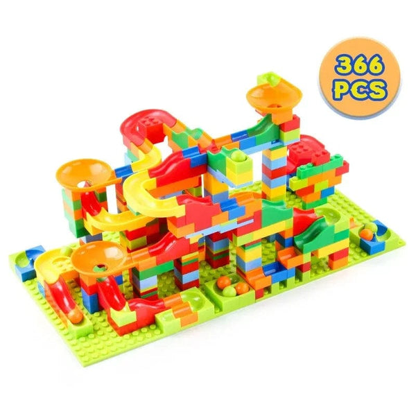 Planet Gates B-366-PCS Rail Block Marble Race Run Slide Track Educational Track Ball Color Building Funnel Slide DIY Block Sets Bricks Kids Toys