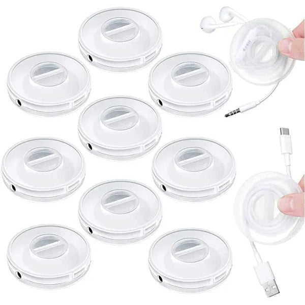 Planet Gates B-3Pcs Tie 1/2/3Pcs Transparent Charging Cord Organizer Portable Charger Cord Holder Round Storage Case Retractable Reel Box Cable Winder