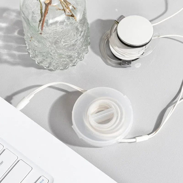 Planet Gates B-3Pcs Tie 1/2/3Pcs Transparent Charging Cord Organizer Portable Charger Cord Holder Round Storage Case Retractable Reel Box Cable Winder